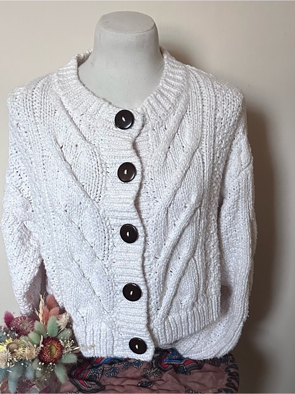 FREE PEOPLE Chunky Cable-Knit Cardigan Sweater (M) EUC - Picture 13 of 13